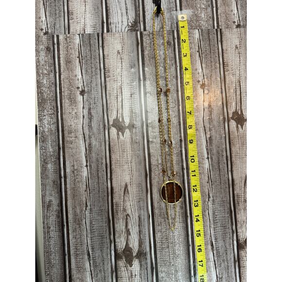 Cupid Goldtone Double Chain Necklace Pendant Vintage Coldette N.Y Carved Citrine - Picture 6 of 6